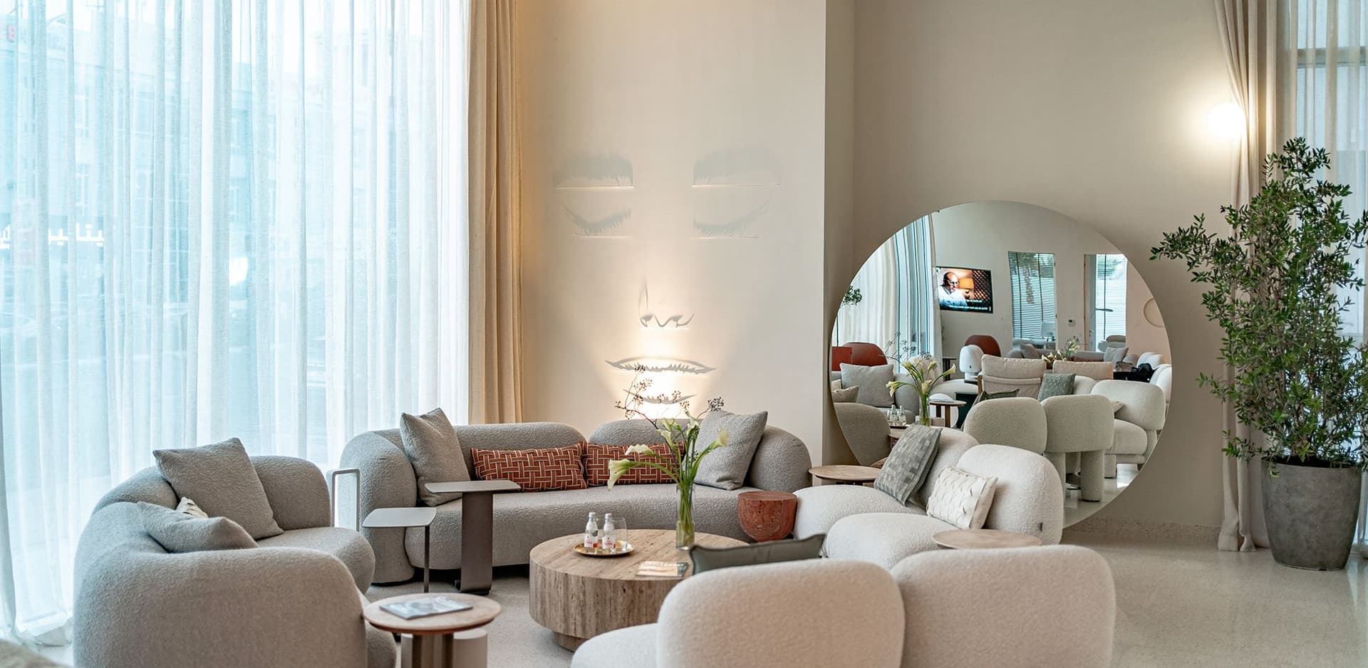Bright, elegant lounge and waiting area inside Seline Clinic on Jumeirah Street, Dubai